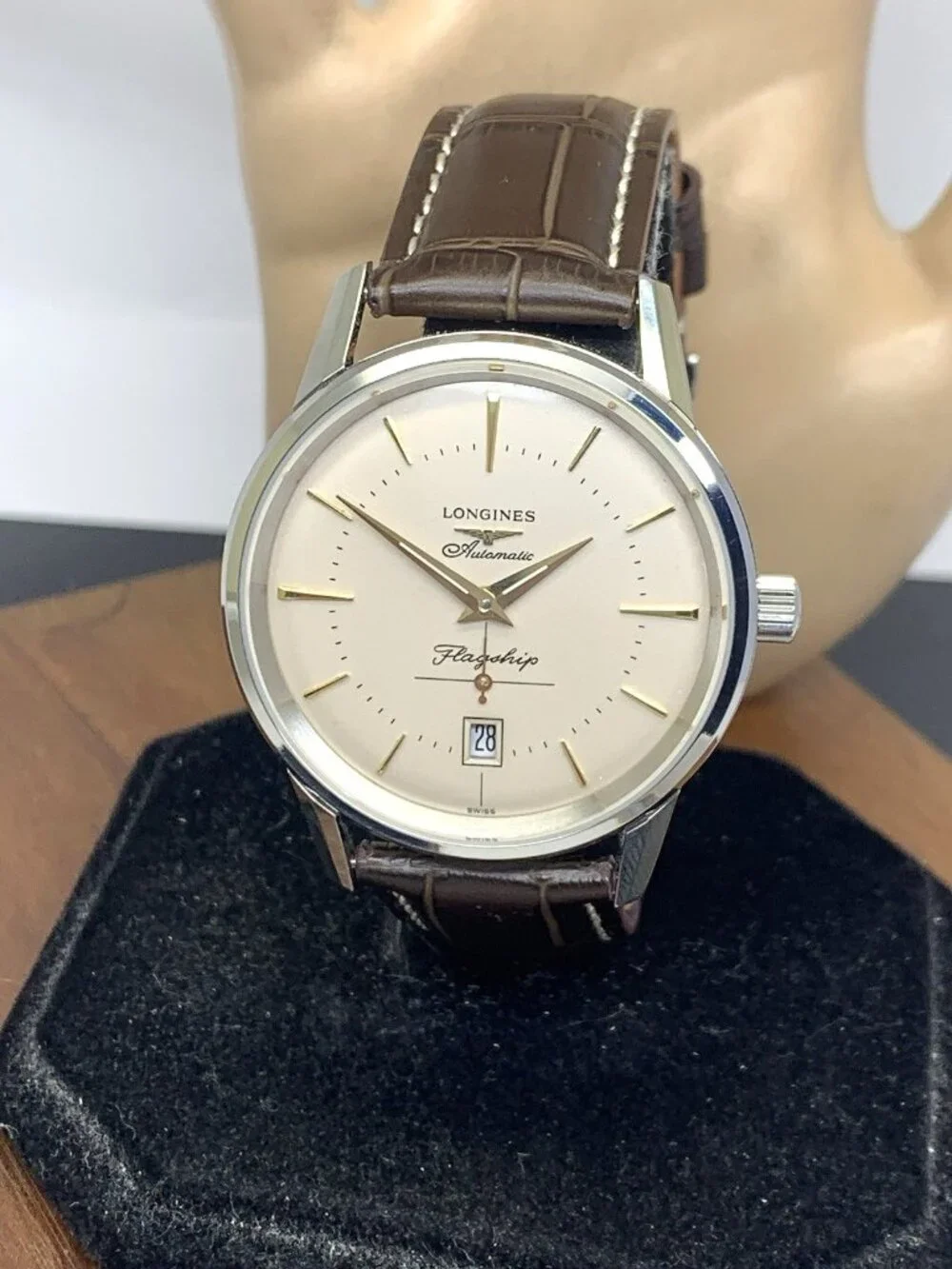 Longines Men's Watch L47954782 Flagship Heritage Swiss Automatic Leather 39mm